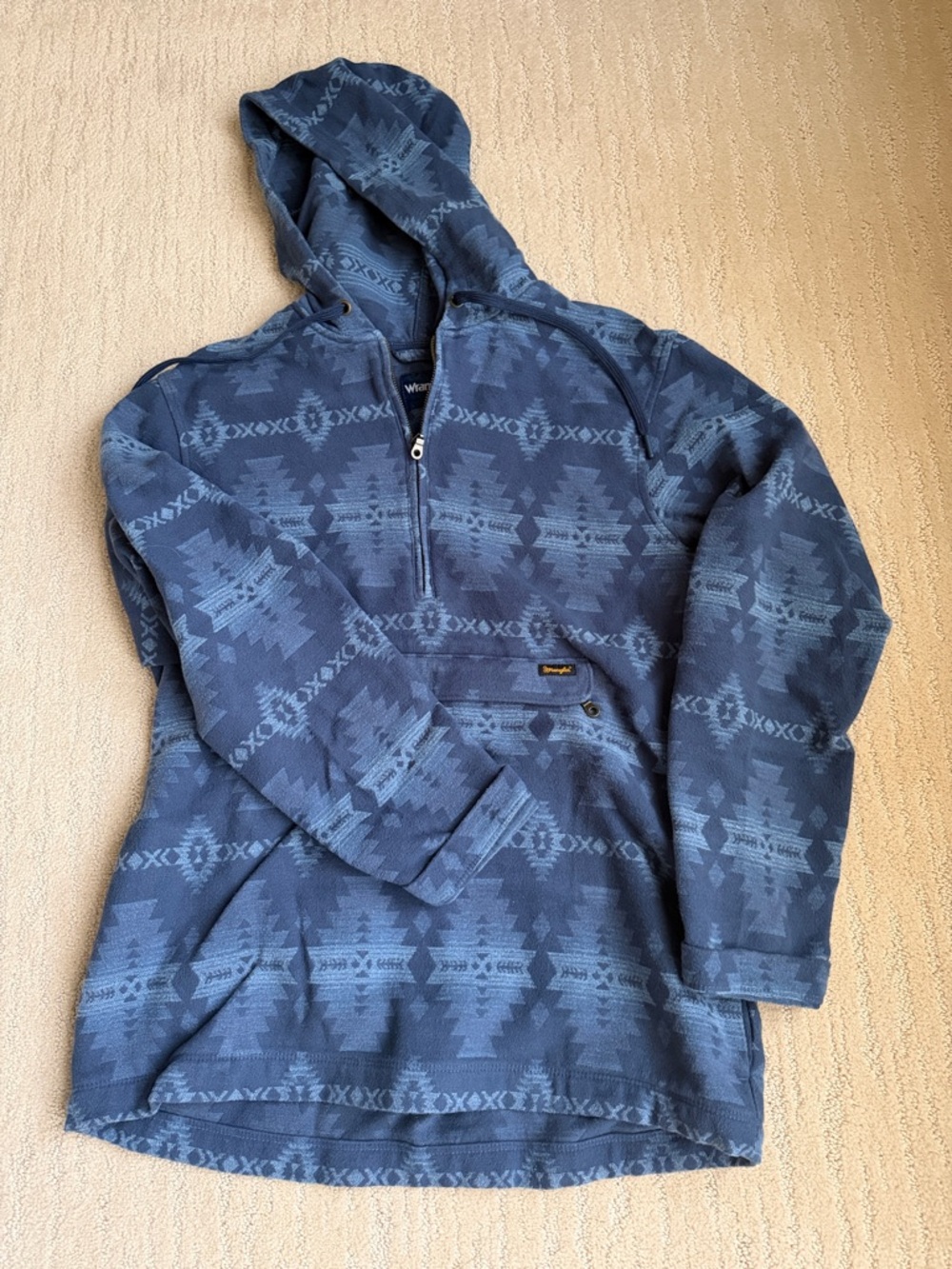 Wrangler Navy and Light-Blue Geometric Hooded Pullover